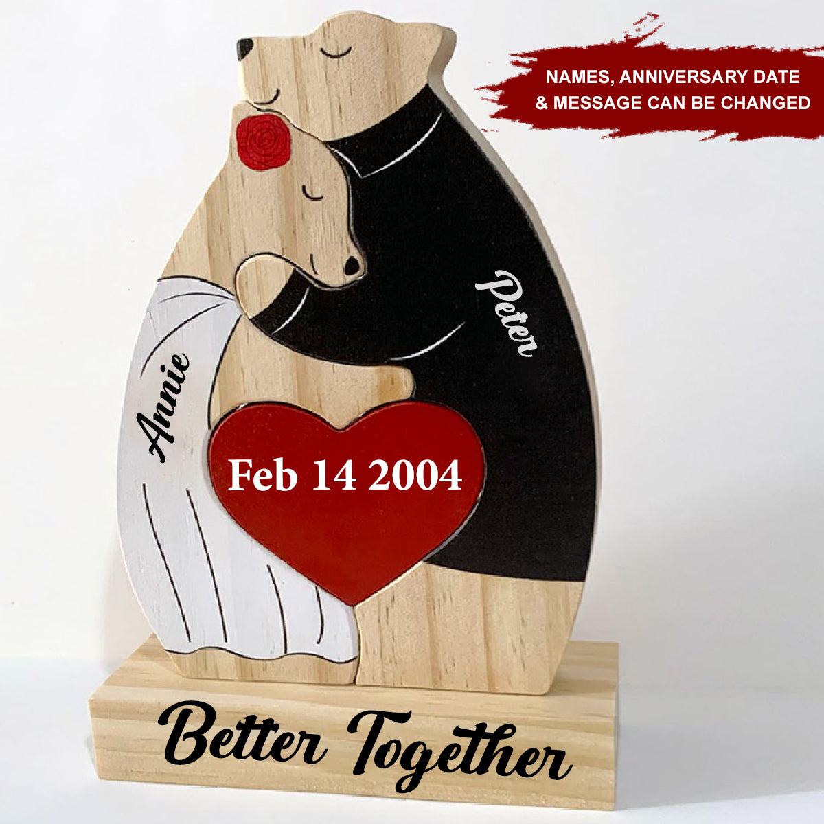 Couple Bear - Personalized Custom Wooden Sculpture
