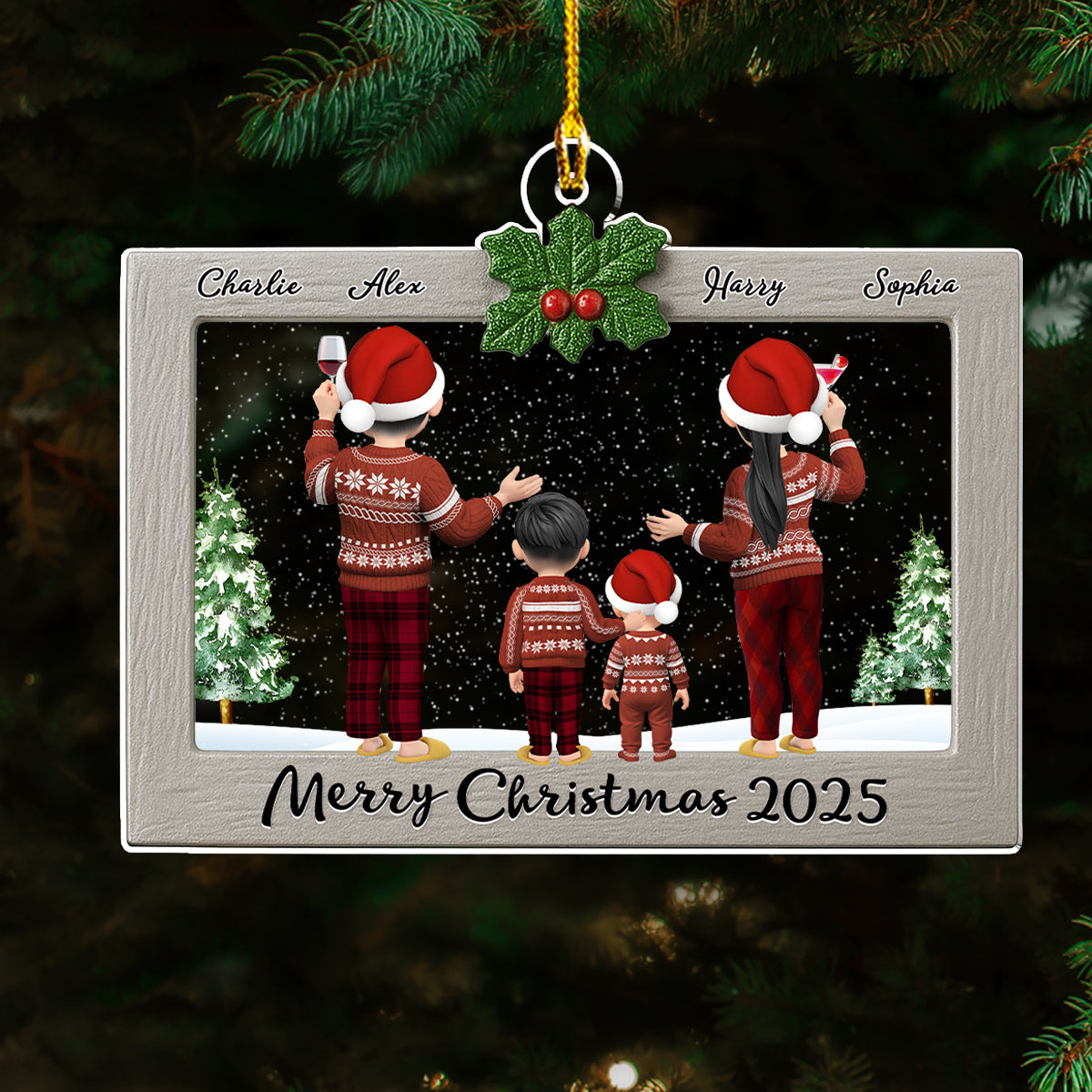 Holiday Love Frame - Personalized Custom Acrylic Ornament