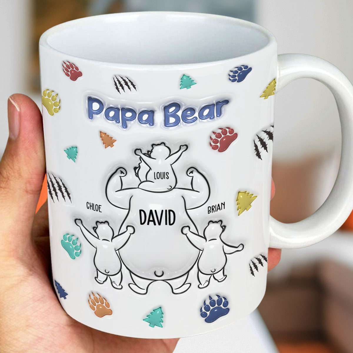 Papa Bear - Personalized Custom 3D Inflated Effect Mug