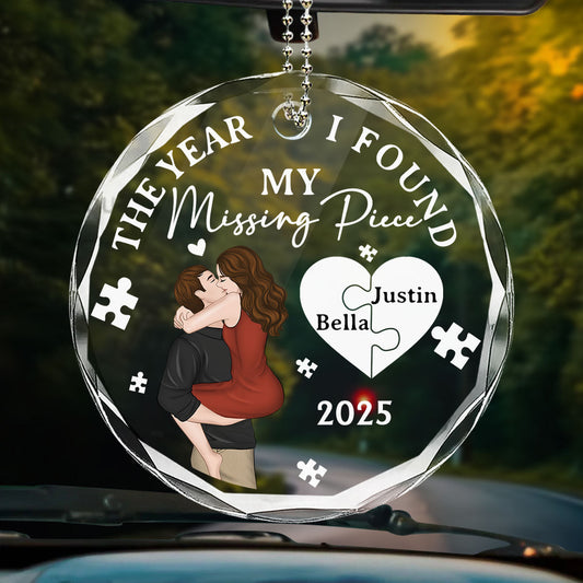 The Year I Found My Missing Piece Kissing - Personalized Custom Glass Car Ornament