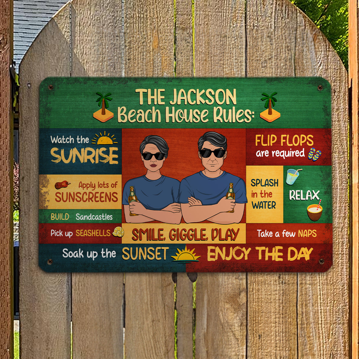 Beach House Rules - Personalized Custom Metal Sign