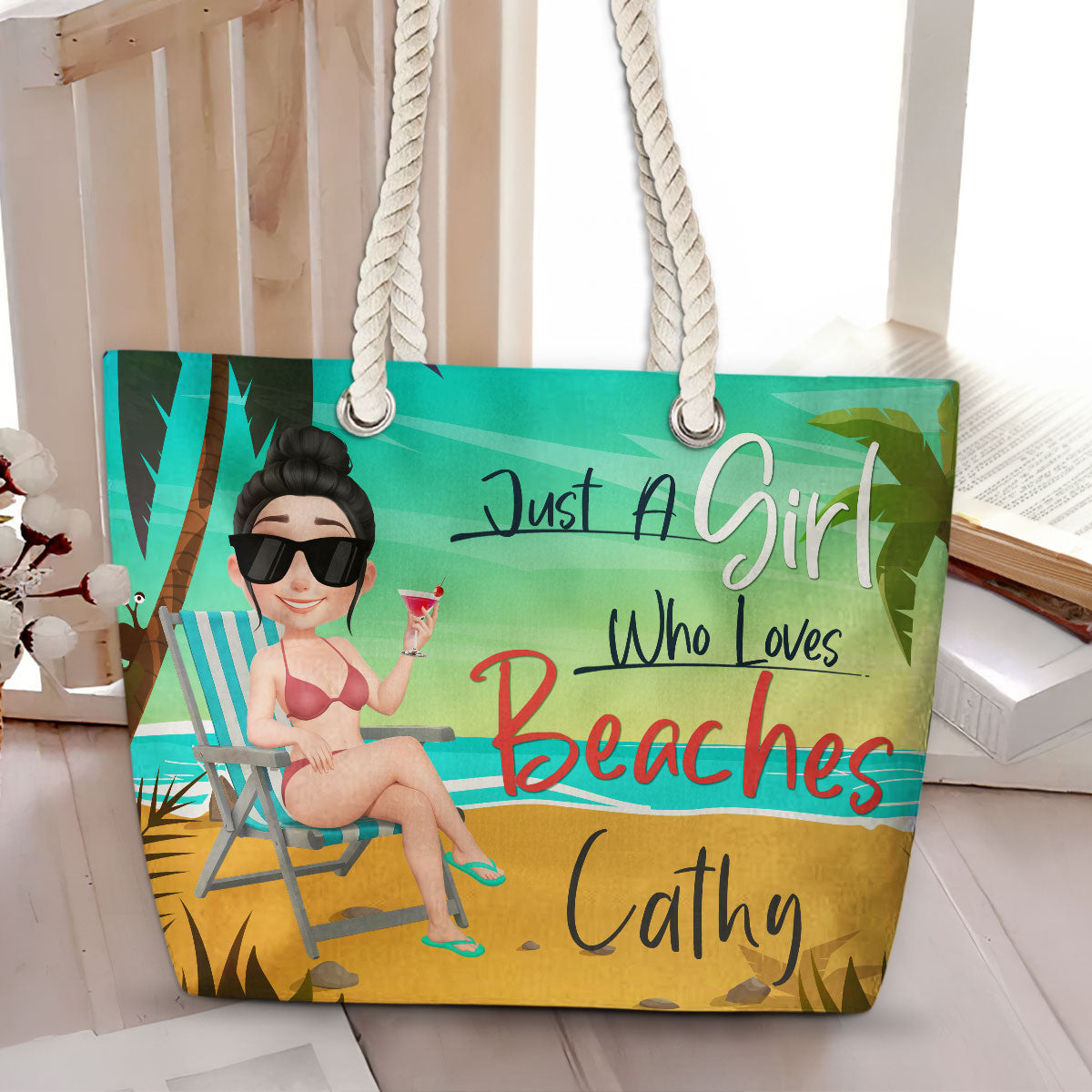 Just A Girl Who Loves Beaches - Personalized Custom Beach Bag