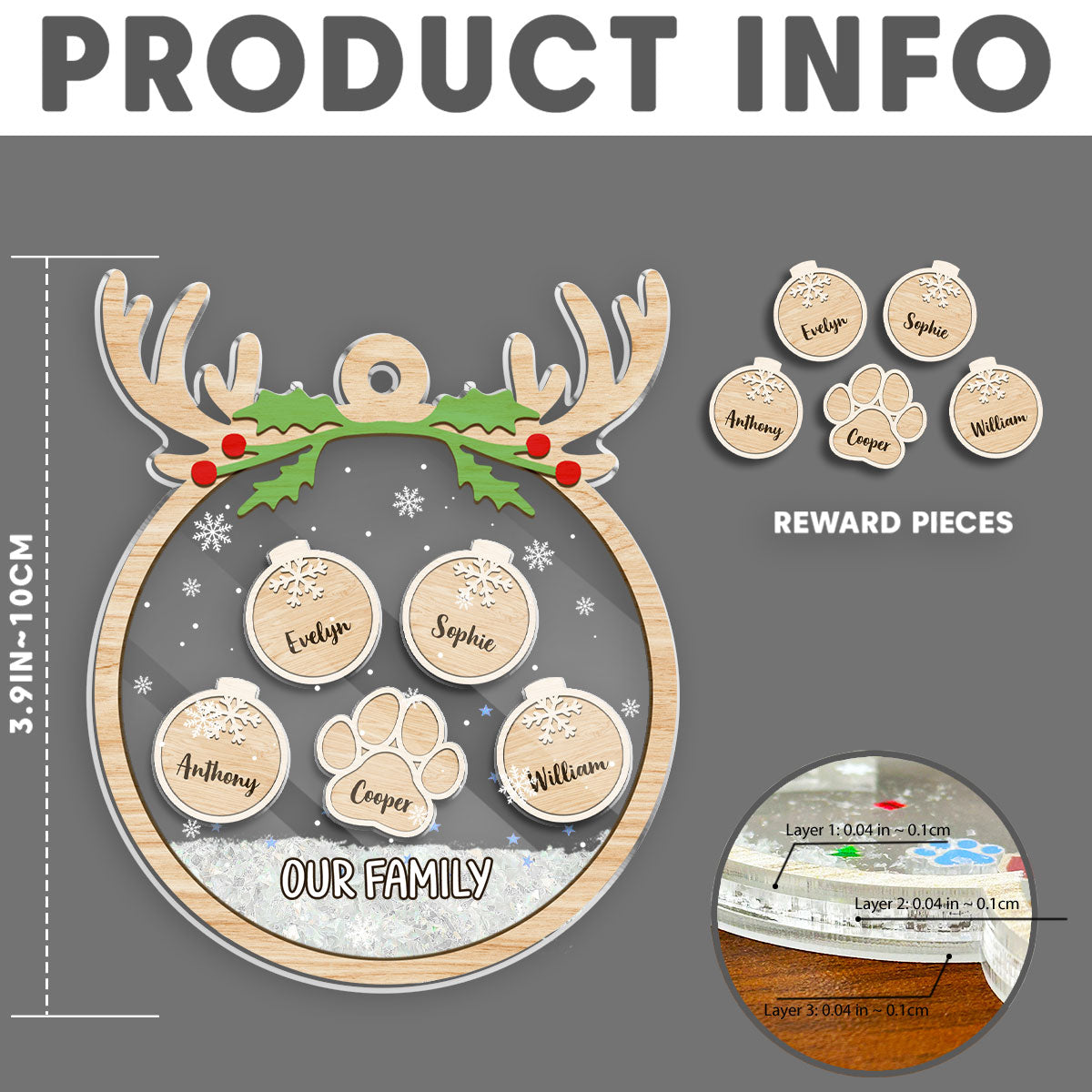 Paw Charm - Personalized Custom Acrylic Shaker Ornament