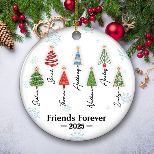 Friends Forever Tree Names - Personalized Custom 3D Inflated Effect Ceramic Ornament