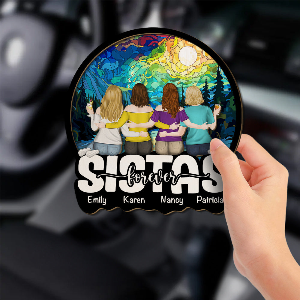 Besties Sitting Together - Personalized Custom Car Visor Clip