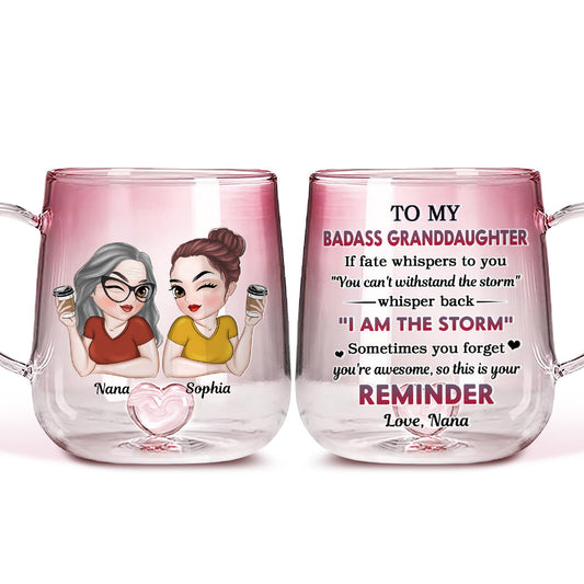 My Brave Granddaughter - Personalized Custom Pink Gradient Glass Mug