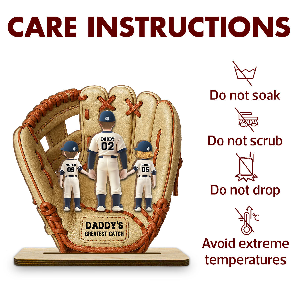 Greatest Catch - Personalized Custom 2-Layer Wood Plaque With Flat Base