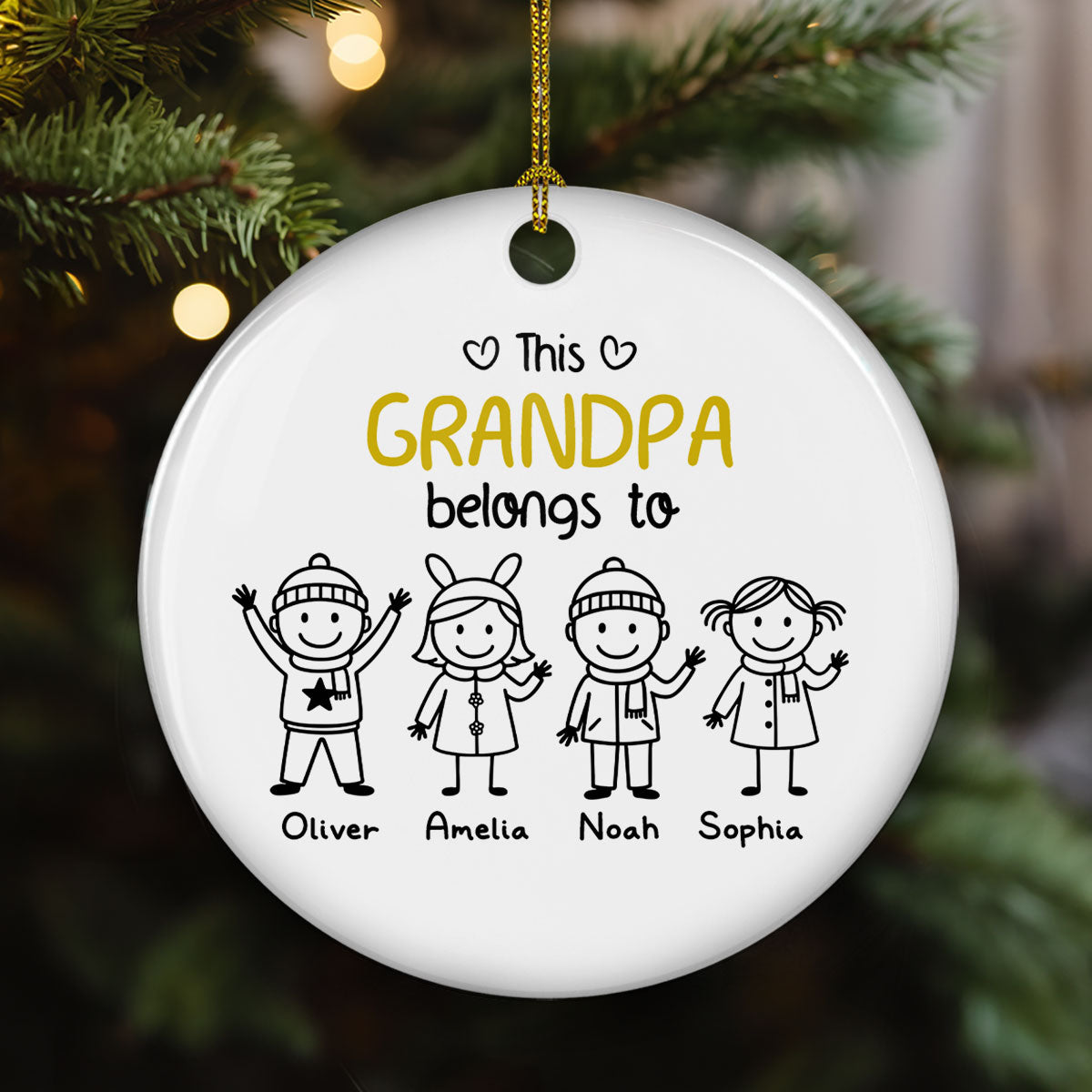 Proud To Be Their Holiday Grandpa - Personalized Custom Ceramic Ornament