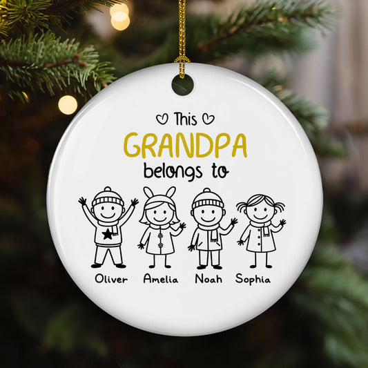 Proud To Be Their Holiday Grandpa - Personalized Custom Ceramic Ornament