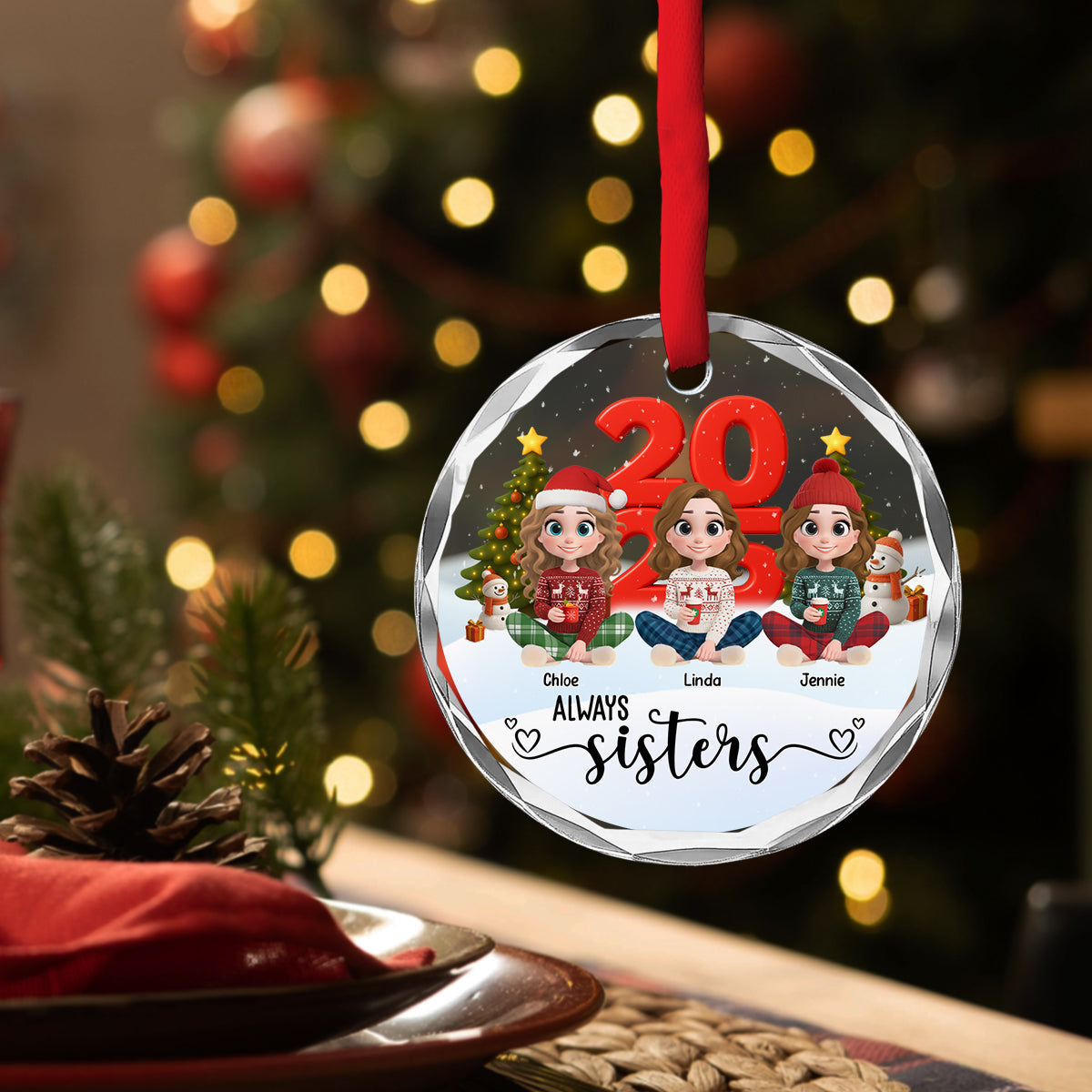 Always Be Slay Sisters - Personalized Custom Glass Ornament