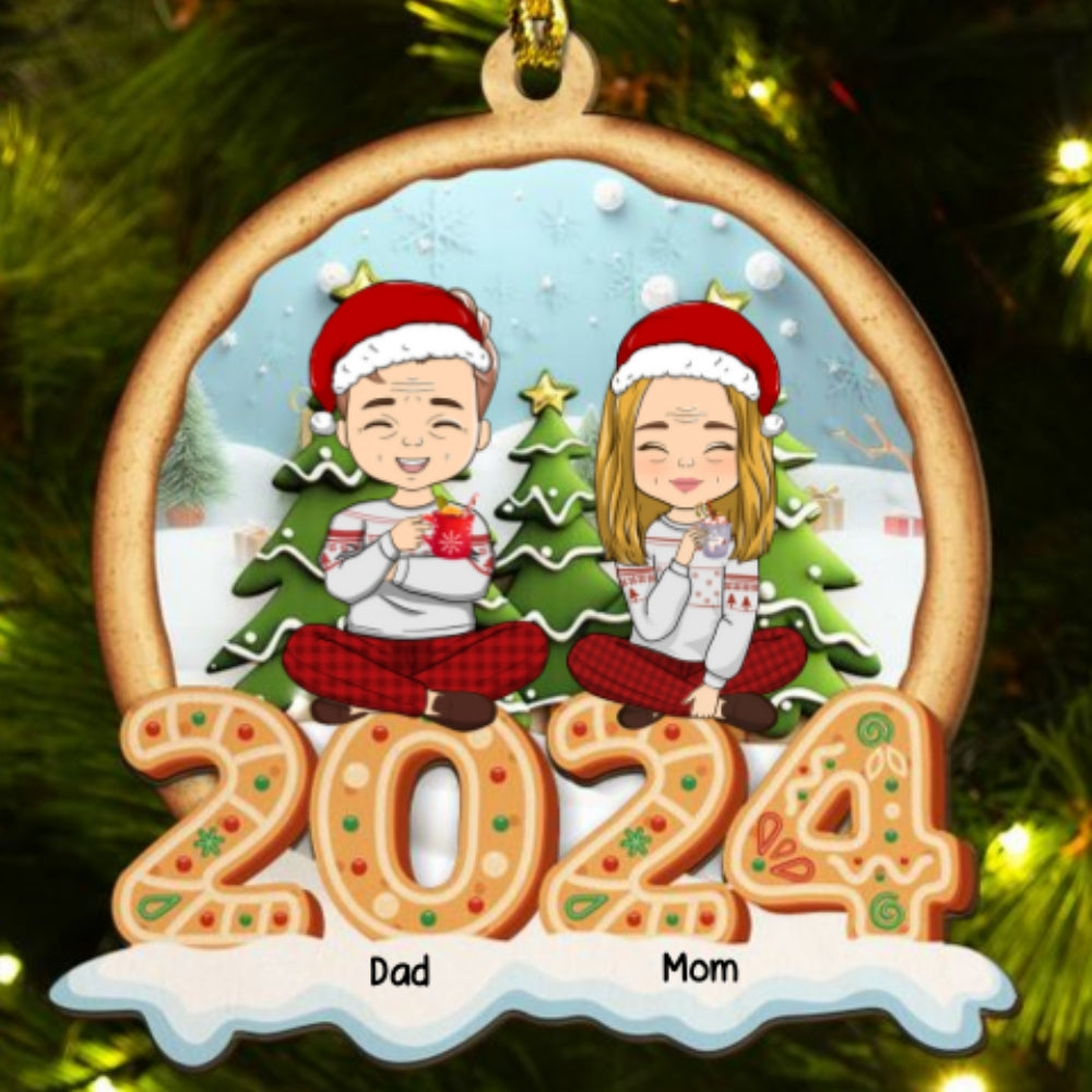 Family Cookies Christmas 2024 -  Personalized Custom 2-Layered Wood Ornament