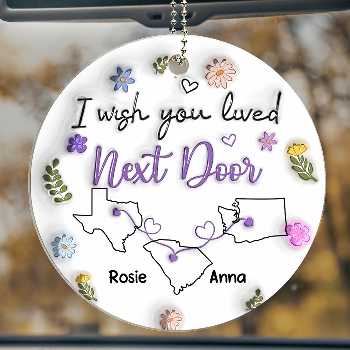 I Wish We Lived Closer - Personalized Custom 3D Inflated Effect Car Ornament