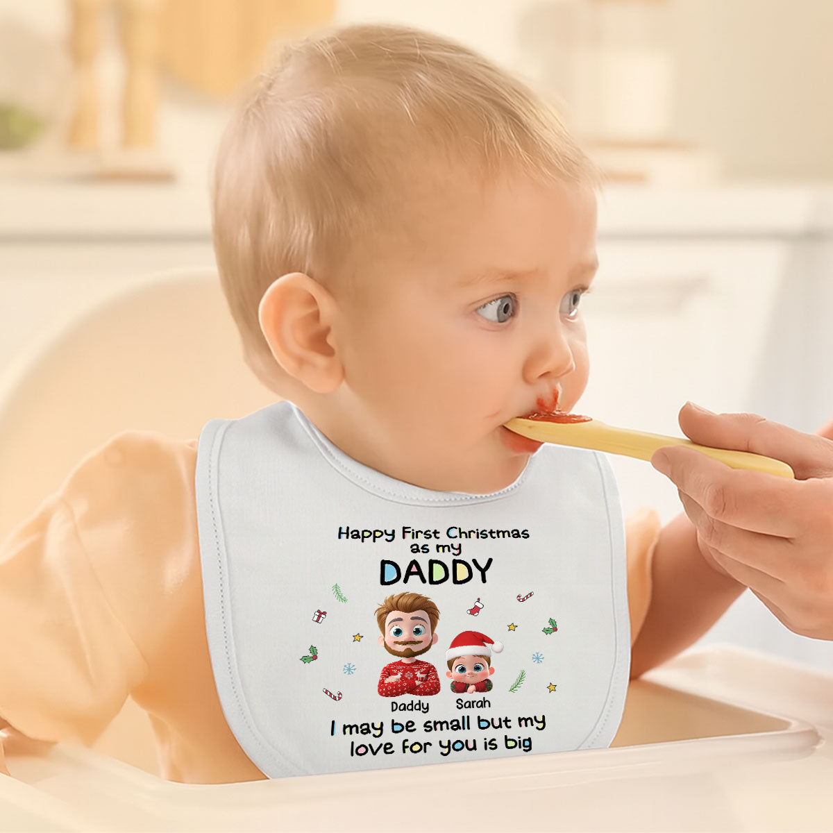First Christmas Day With Baby - Personalized Custom Baby Bib