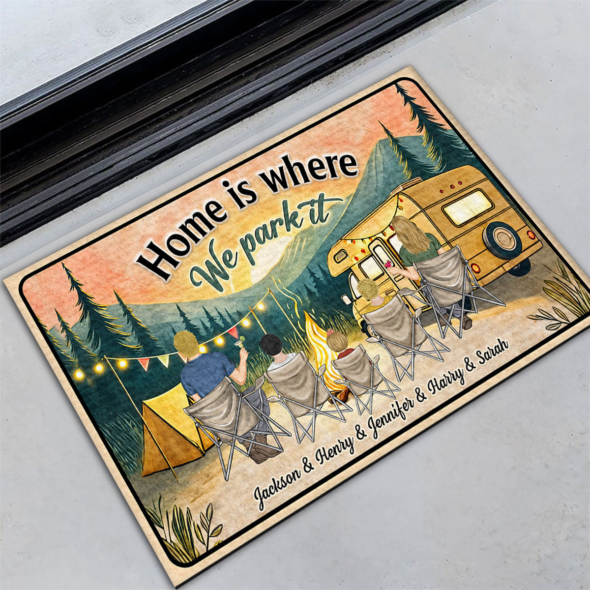 Home Is Where We Park It - Personalized Custom Doormat