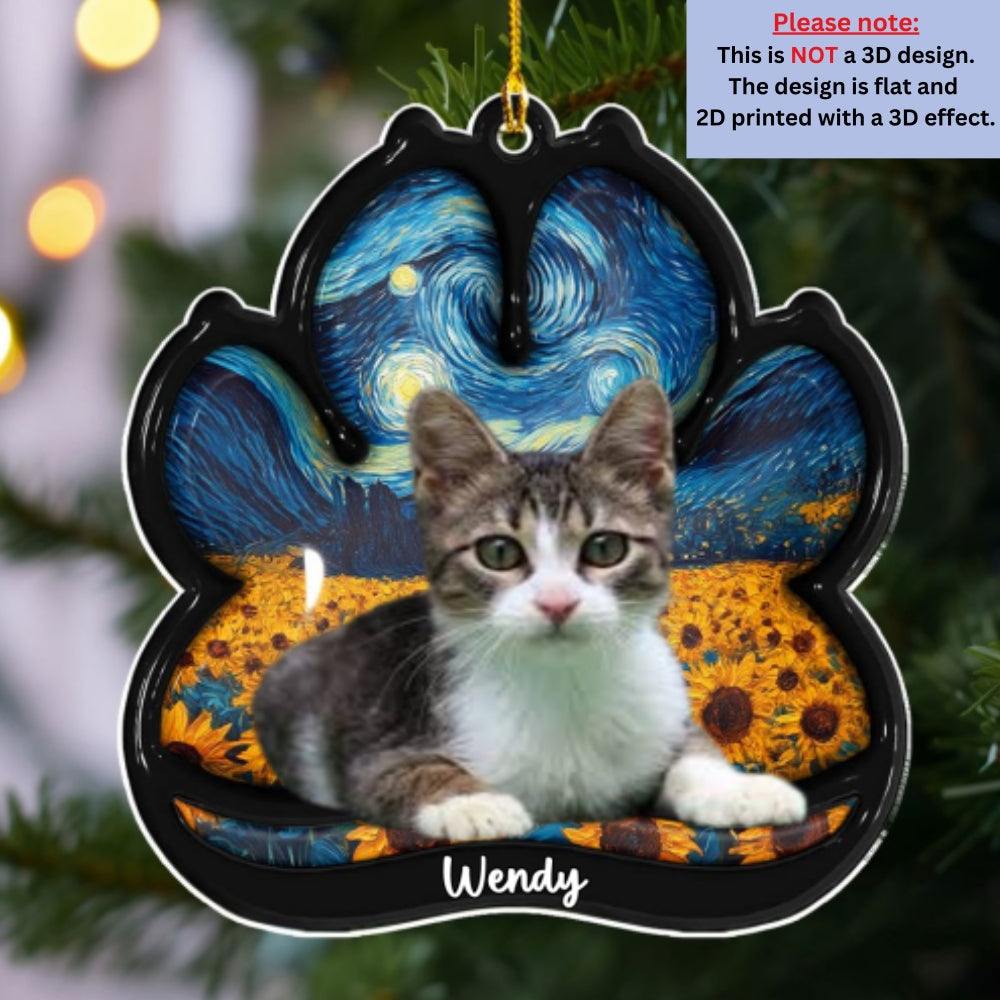 Lay Here With Cat Photo - Personalized Custom 3D Effect Acrylic Ornament