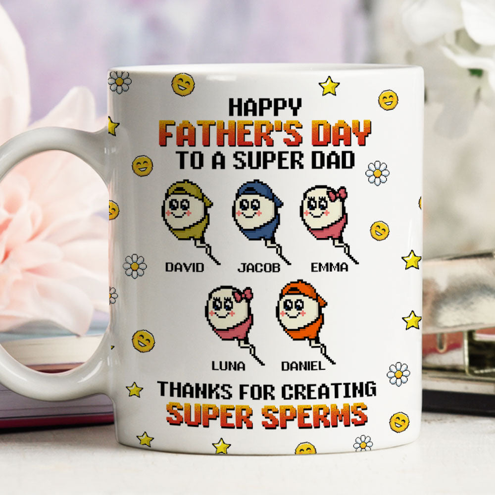 Thanks To Super Dad - Personalized Custom Coffee Mug