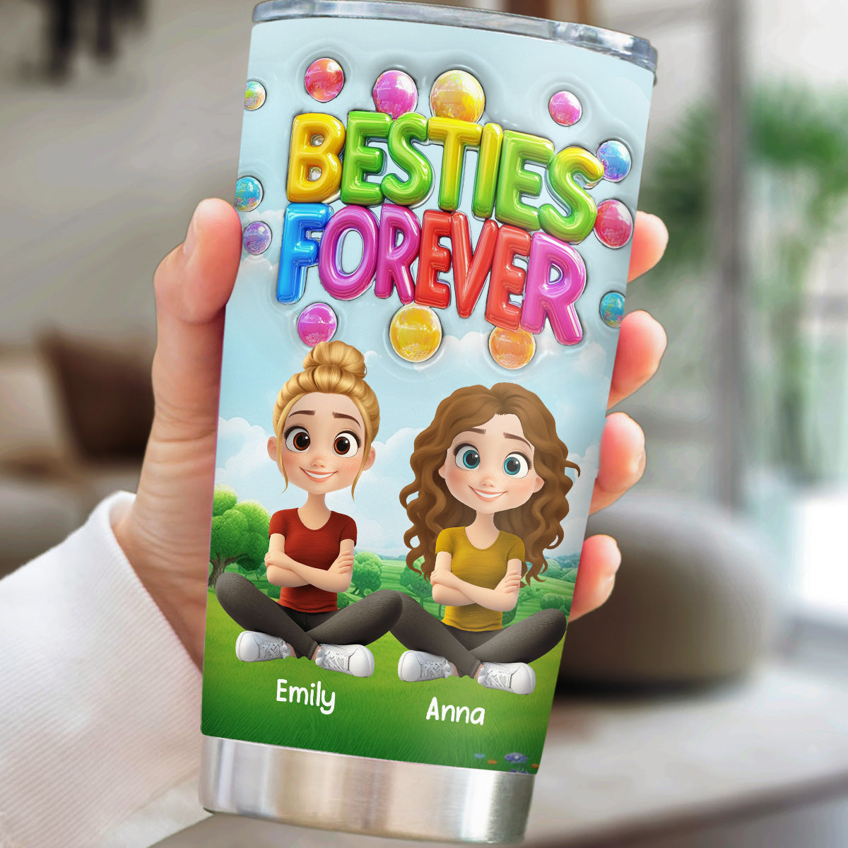 Besties Love Moments - Personalized Custom 3D Inflated Effect Tumbler