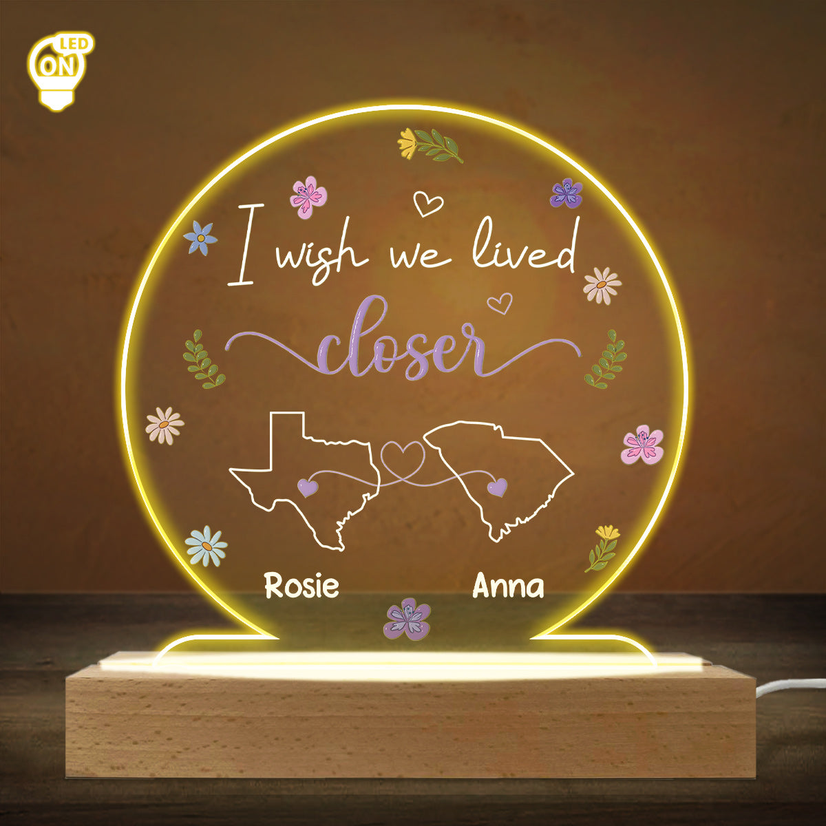 I Wish We Lived Closer - Personalized Custom LED Light