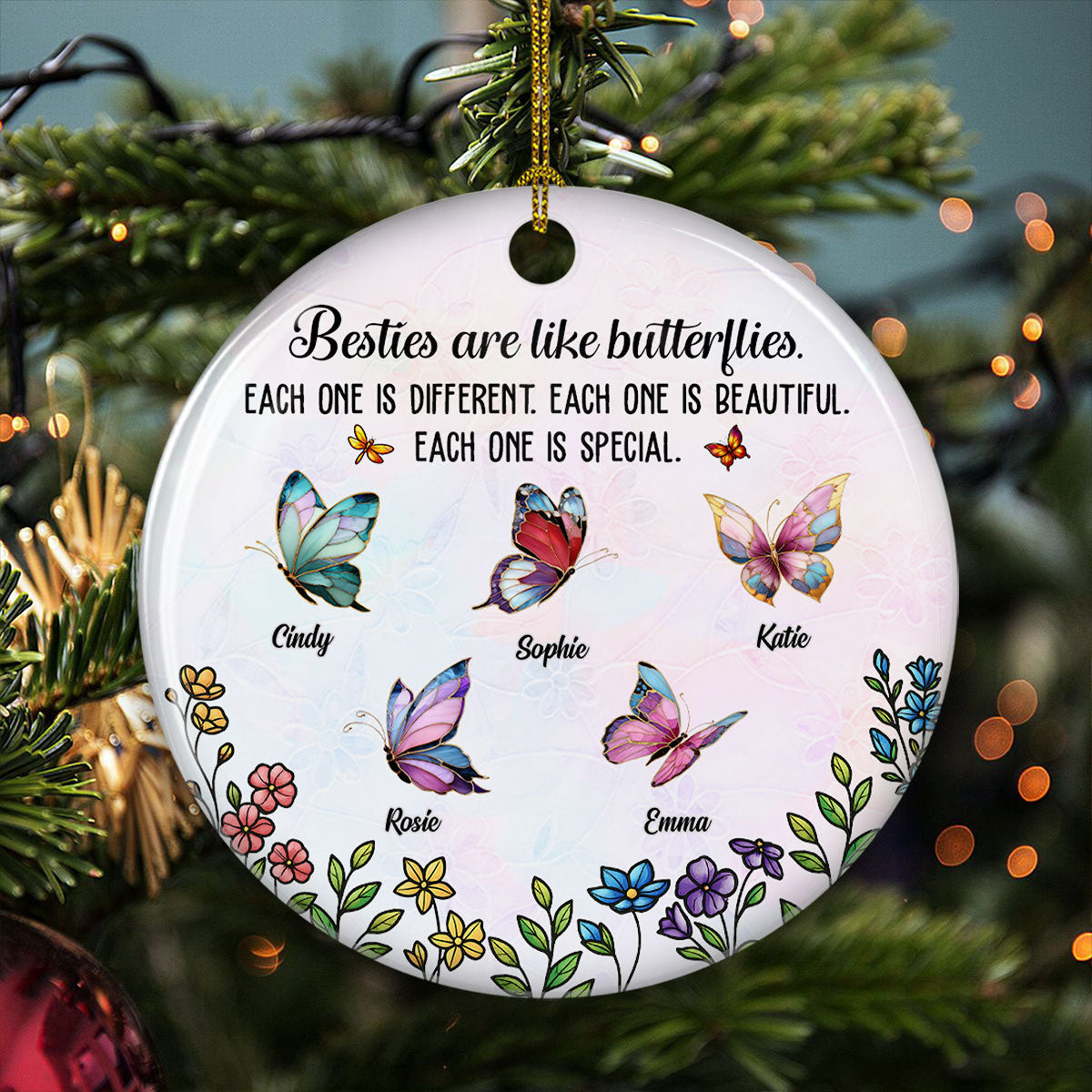 Festive Sister Love - Personalized Custom Ceramic Ornament