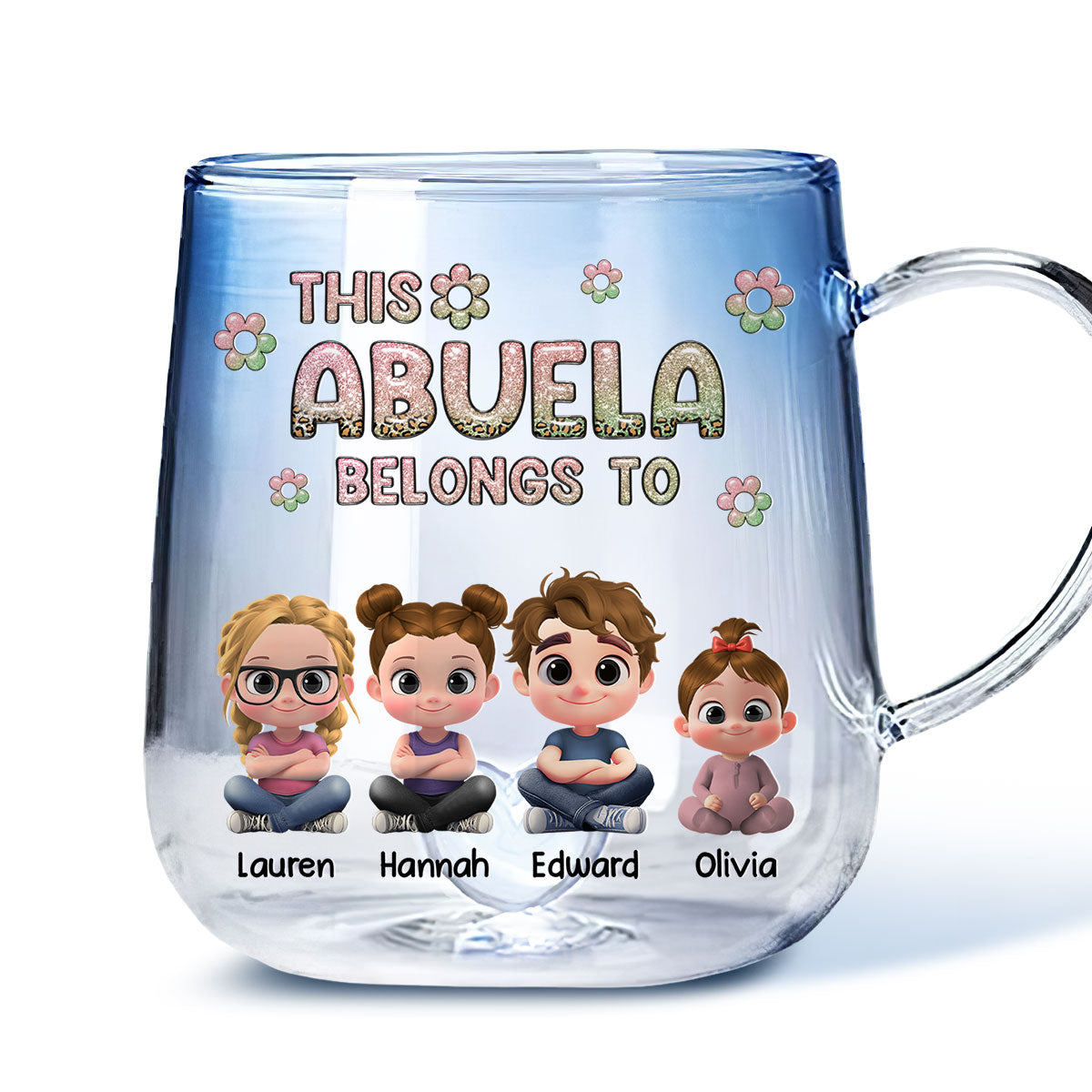 This Nana Belongs To - Personalized Custom Blue Gradient Glass Mug