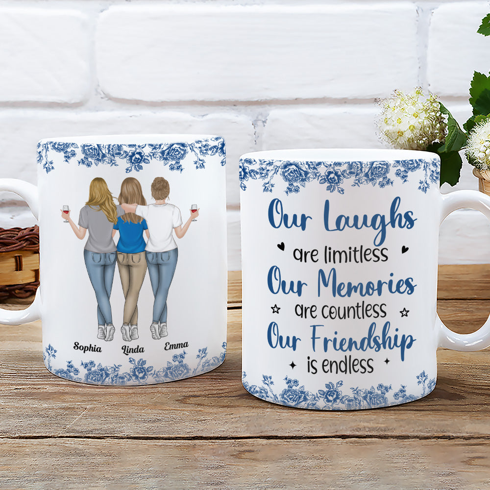 Our Laughs Are Limitless Blue Toile - Personalized Custom Coffee Mug