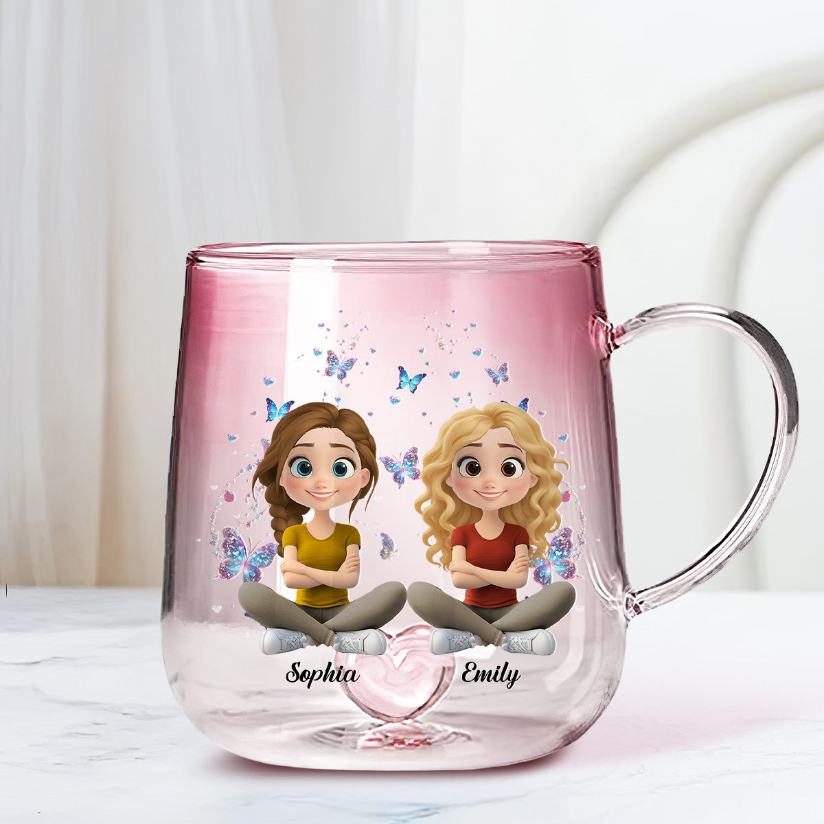 Real Talk Best Friend - Personalized Custom Pink Gradient Glass Mug