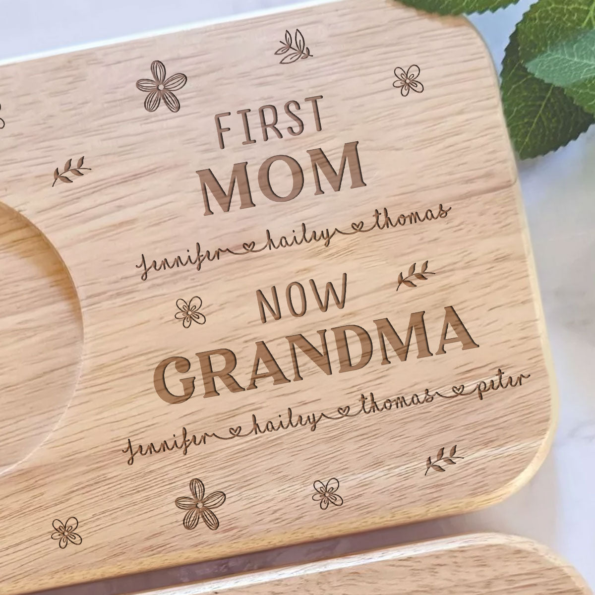 First Mom Now Grandma Version 2 - Personalized Custom Wooden Treat Board