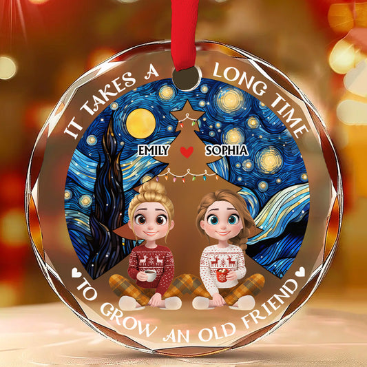 New Year Old Bestie - Personalized Custom Glass Ornament