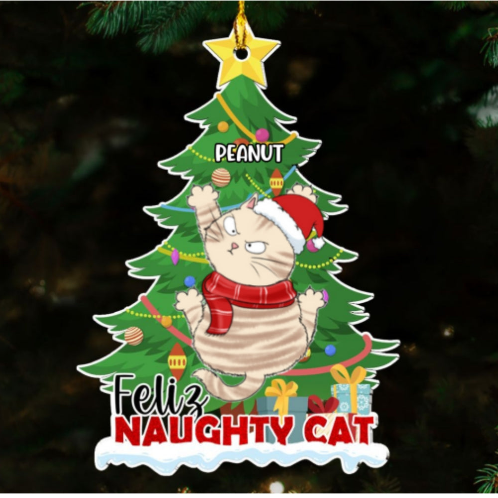 Naughty Cat Christmas - Personalized Custom Acrylic Ornament
