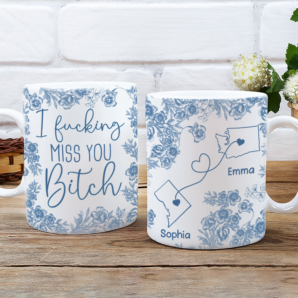 I Miss You Bestie Blue - Personalized Custom 3D Inflated Effect Mug