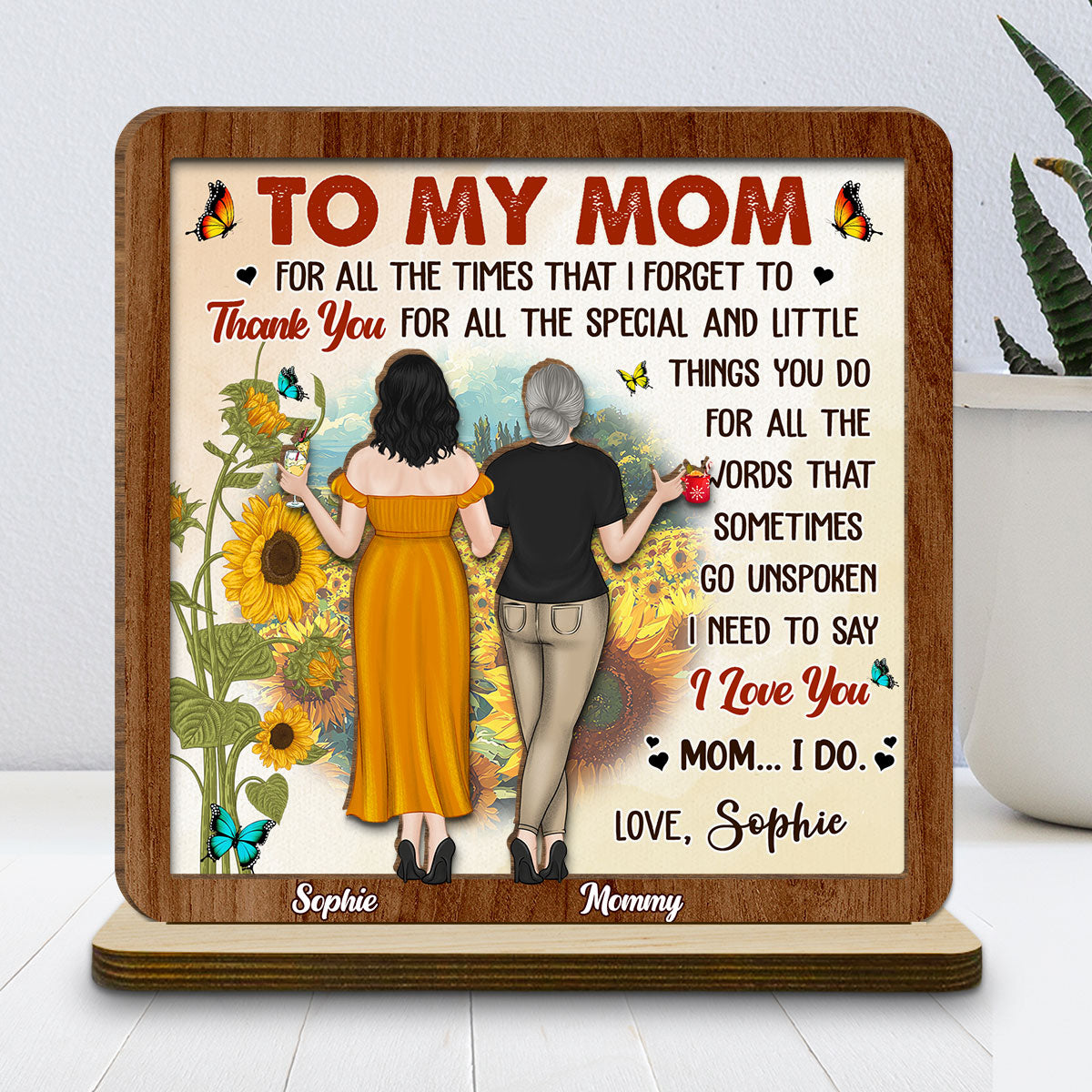 Forever Linked By Love - Personalized Custom 2-Layer Wood Plaque With Flat Base