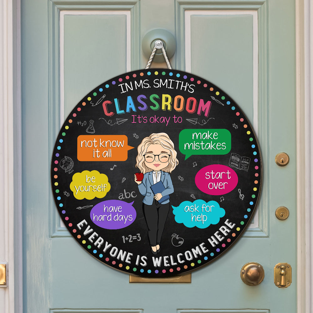 In My Classroom Everything Is Okay - Personalized Custom Wood Sign