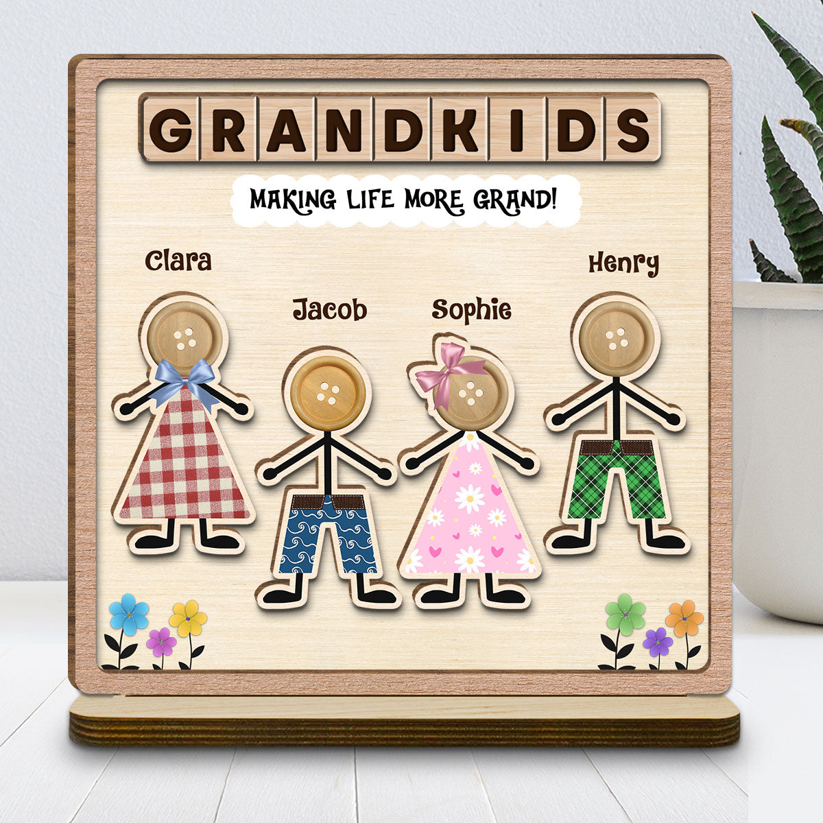 Special Moments - Personalized Custom 2-Layer Wood Plaque With Flat Base