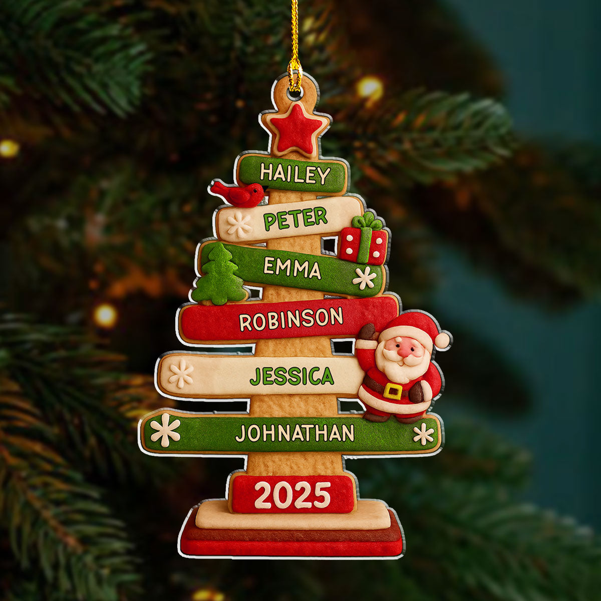 Family Names Christmas Holiday - Personalized Custom Acrylic Ornament