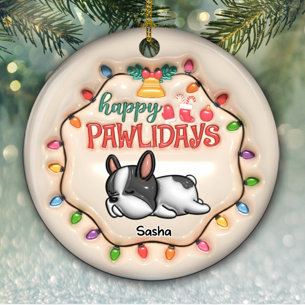 Happy Pawlidays - Personalized Custom 3D Inflated Effect Ceramic Ornament