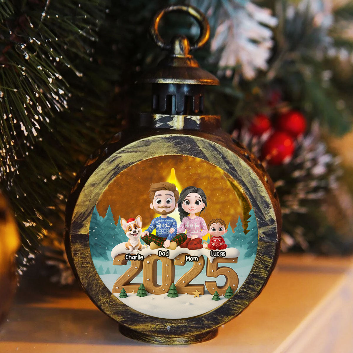 As A Family Now Onwards - Personalized Custom 3D Effect Christmas Lantern