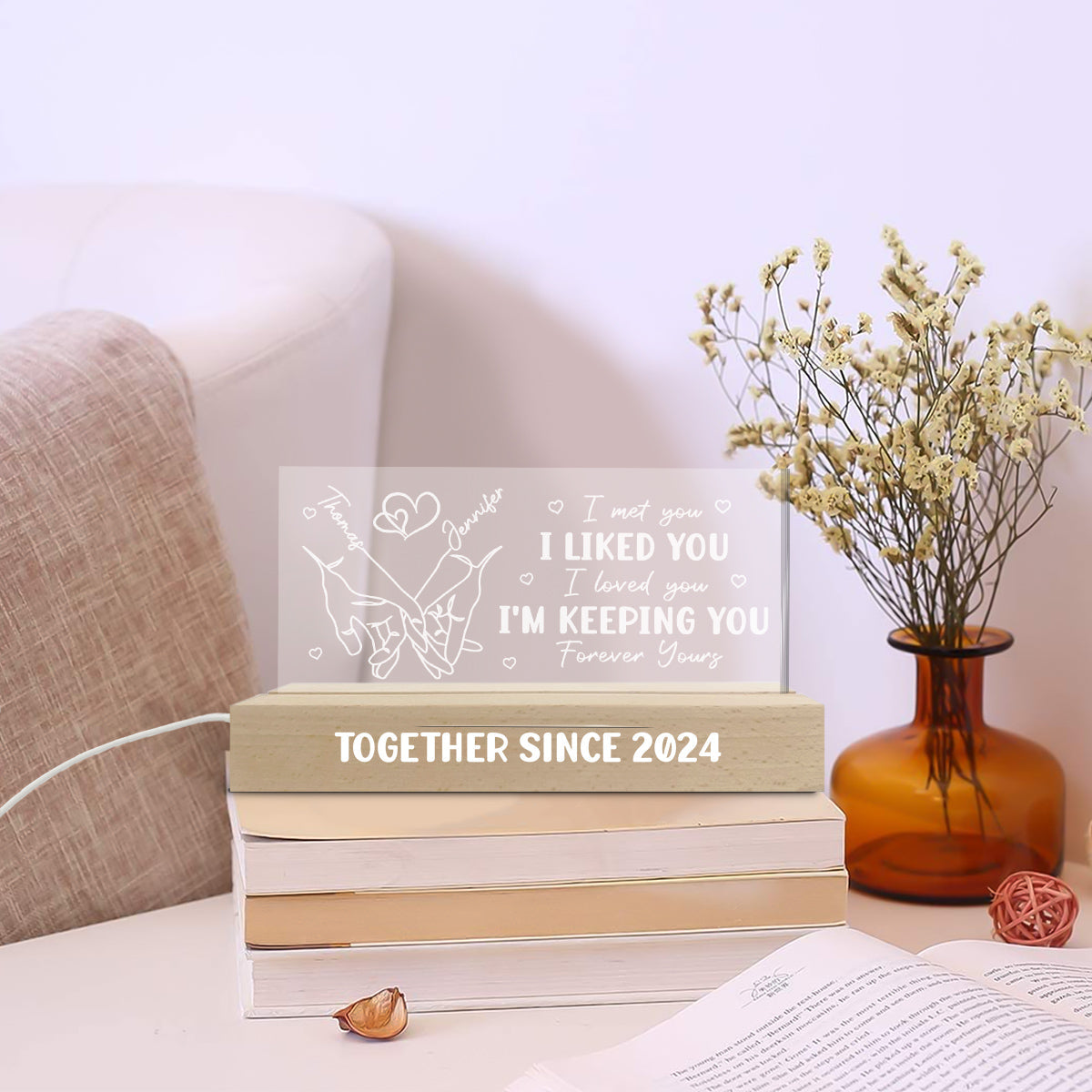 Forever Yours - Personalized Custom Acrylic 3D LED Night Light