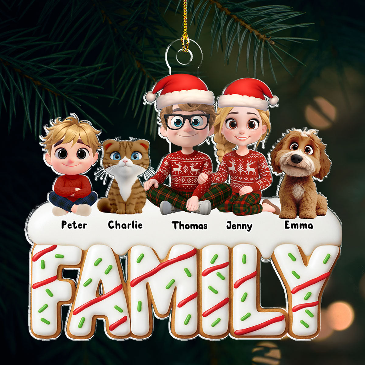 Sweetest Christmas As A Family - Personalized Custom Acrylic Ornament