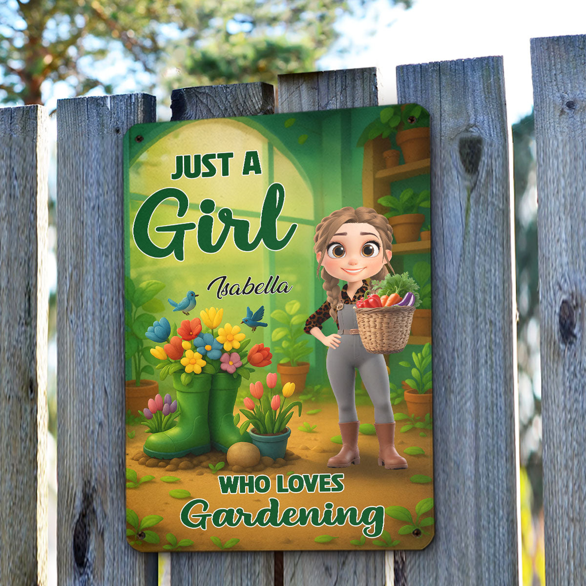 Just A Girl Who Loves Gardening - Personalized Custom Metal Sign