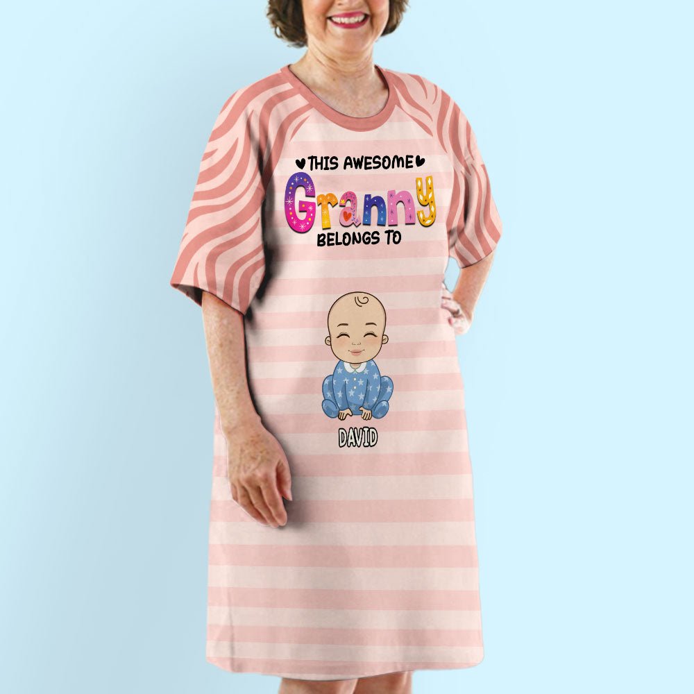 Awesome Grandma And Kids - Personalized Custom 3/4 Sleeve Dress
