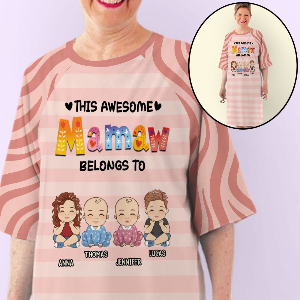 Awesome Grandma And Kids - Personalized Custom 3/4 Sleeve Dress