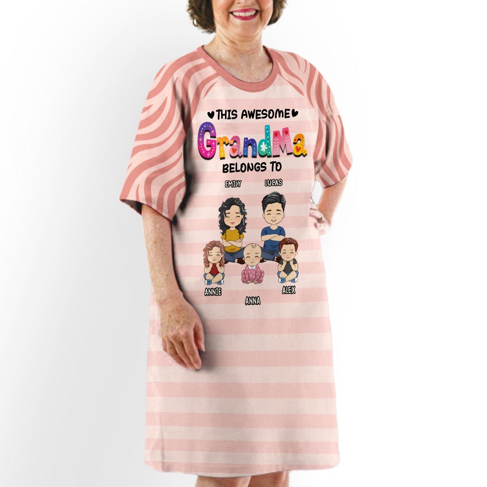 Awesome Grandma And Kids - Personalized Custom 3/4 Sleeve Dress
