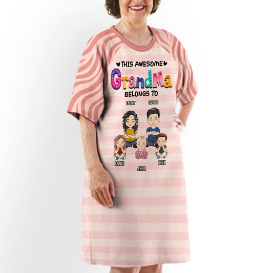 Awesome Grandma And Kids - Personalized Custom 3/4 Sleeve Dress