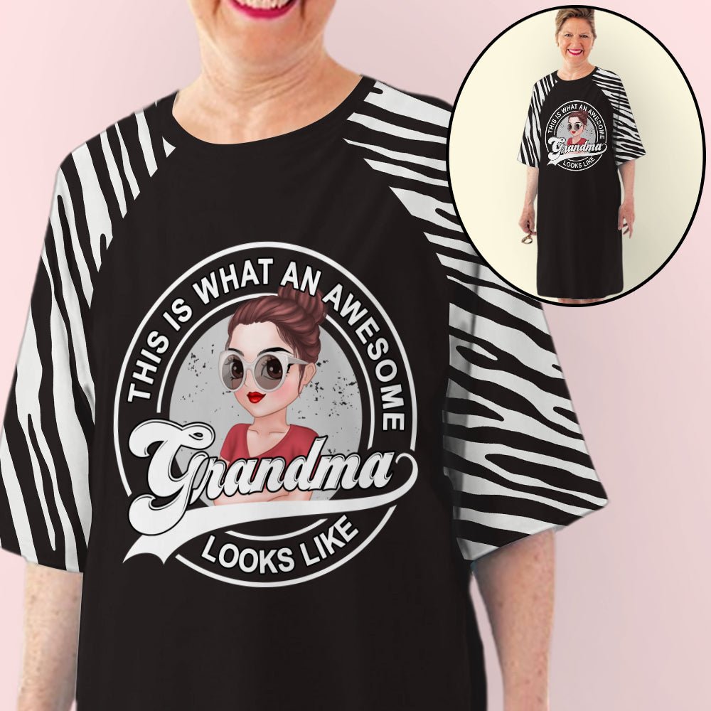Awesome Grandma Looks Like - Personalized Custom 3/4 Sleeve Dress
