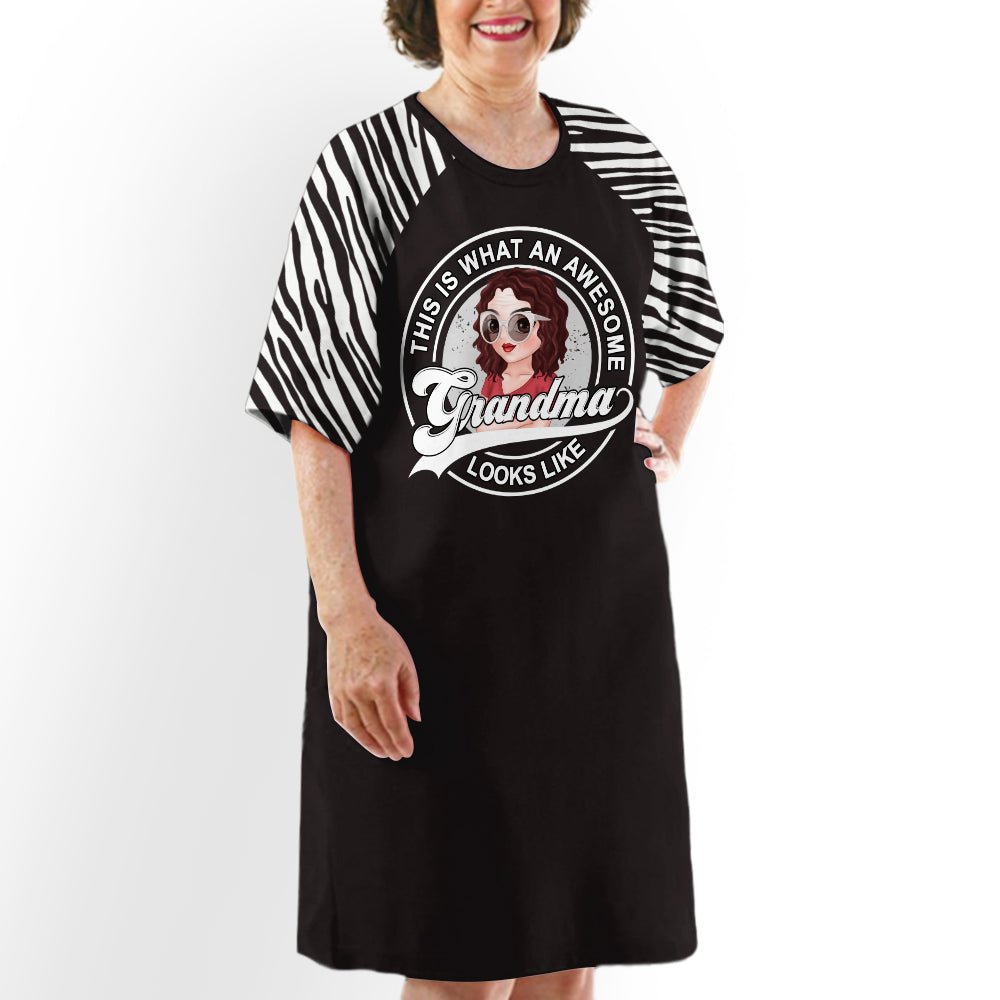 Awesome Grandma Looks Like - Personalized Custom 3/4 Sleeve Dress
