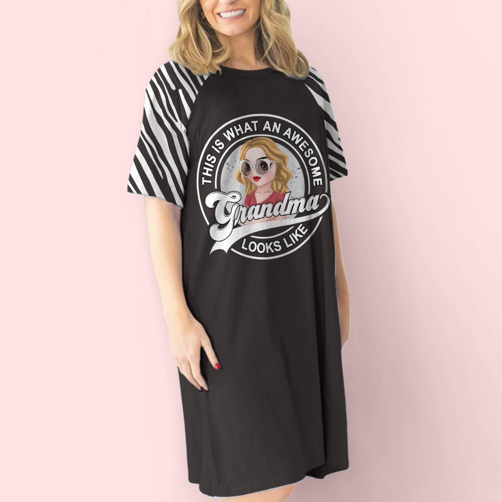 Awesome Grandma Looks Like - Personalized Custom 3/4 Sleeve Dress