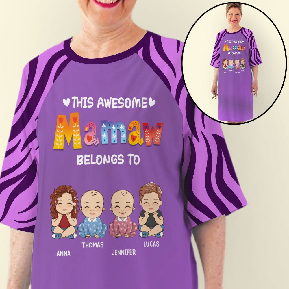 Awesome Grandma  - Personalized Custom 3/4 Sleeve Dress