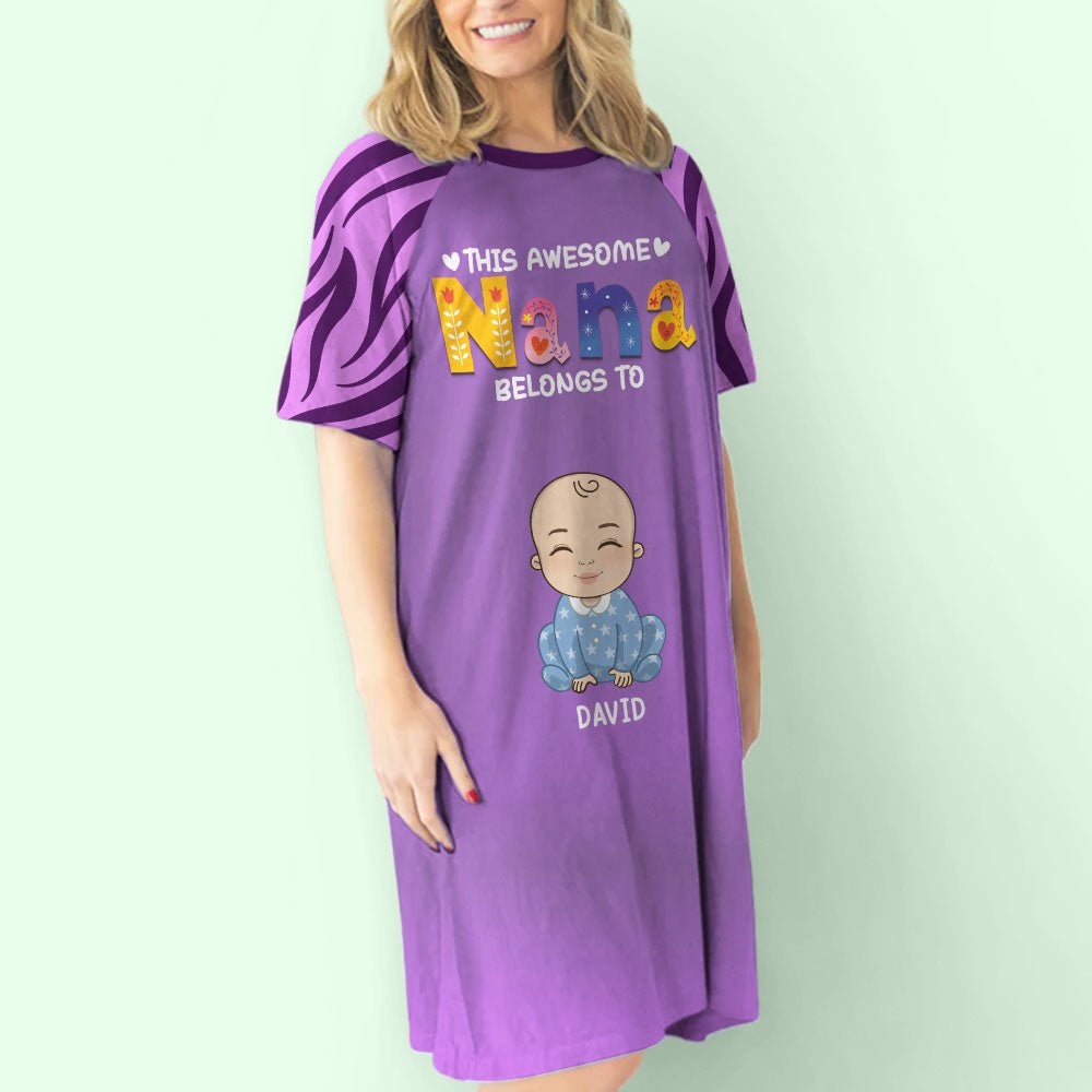 Awesome Grandma  - Personalized Custom 3/4 Sleeve Dress