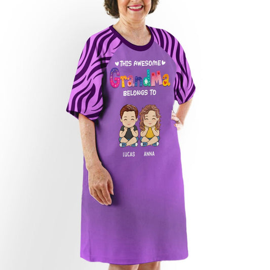 Awesome Grandma  - Personalized Custom 3/4 Sleeve Dress