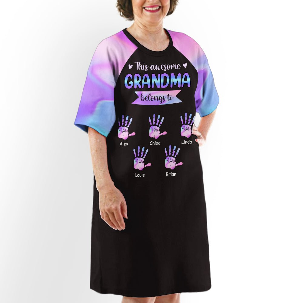 Awesome Grandma With Hands - Personalized Custom 3/4 Sleeve Dress